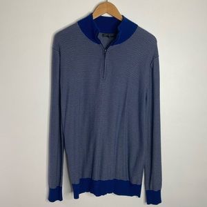 Banana Republic Factory Men’s Blue Striped Quarter Zip Sweater Size Large